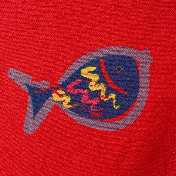 ZIP CODE Dress M Fish Shell Print Popover Maxi Sleeveless Jersey Cotton Red - Picture 7 of 15